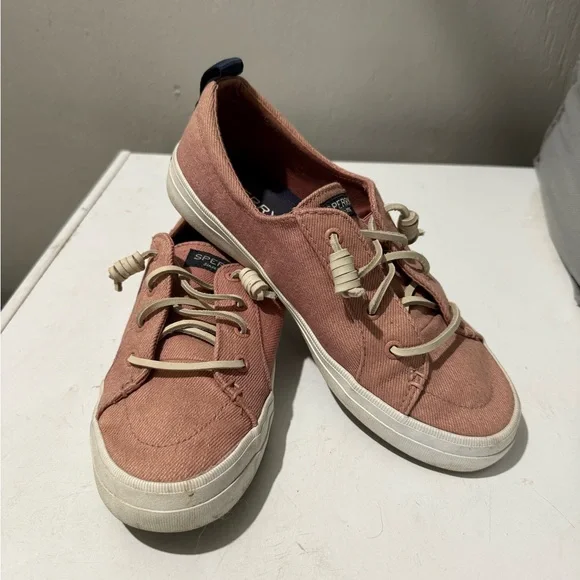 Sperry Blush Crest Vibe Washed Twill Barrel Lace Sneaker